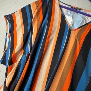 BloomChic Womens Plus Size 26 Striped V-Neck Kaftan Dress Multicolor Belted NWT